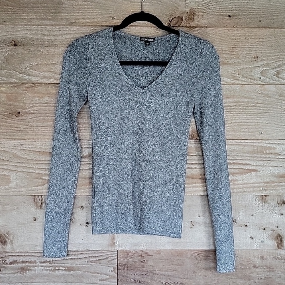 Express Size Small Gray Vneck Sweater